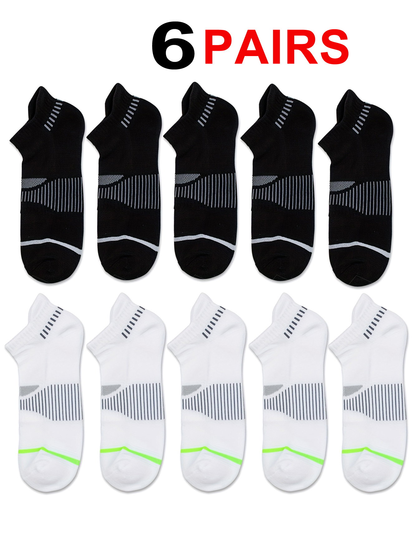 Outdoor Sports Activities - 6Pairs Men's Classic Crew White Socks